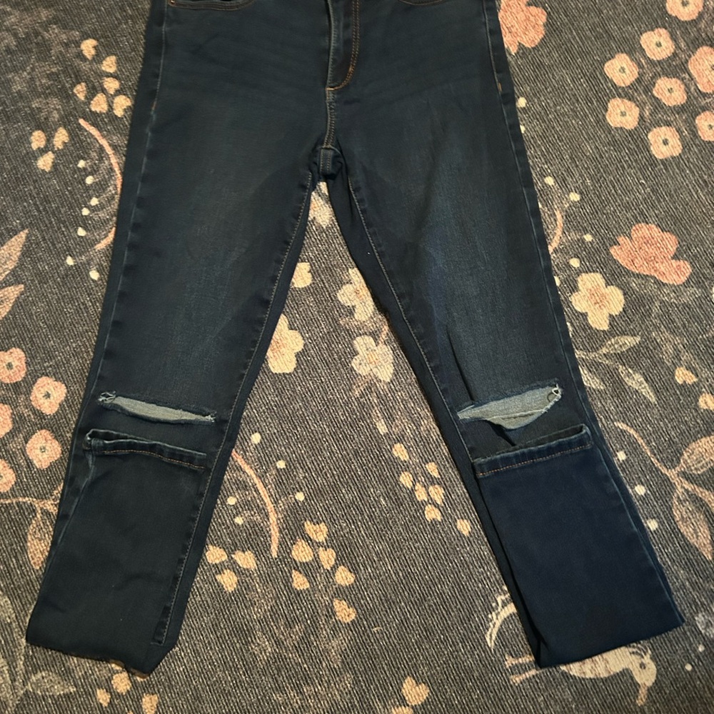Garage Blue Skinny Jeans with Distressed Knees